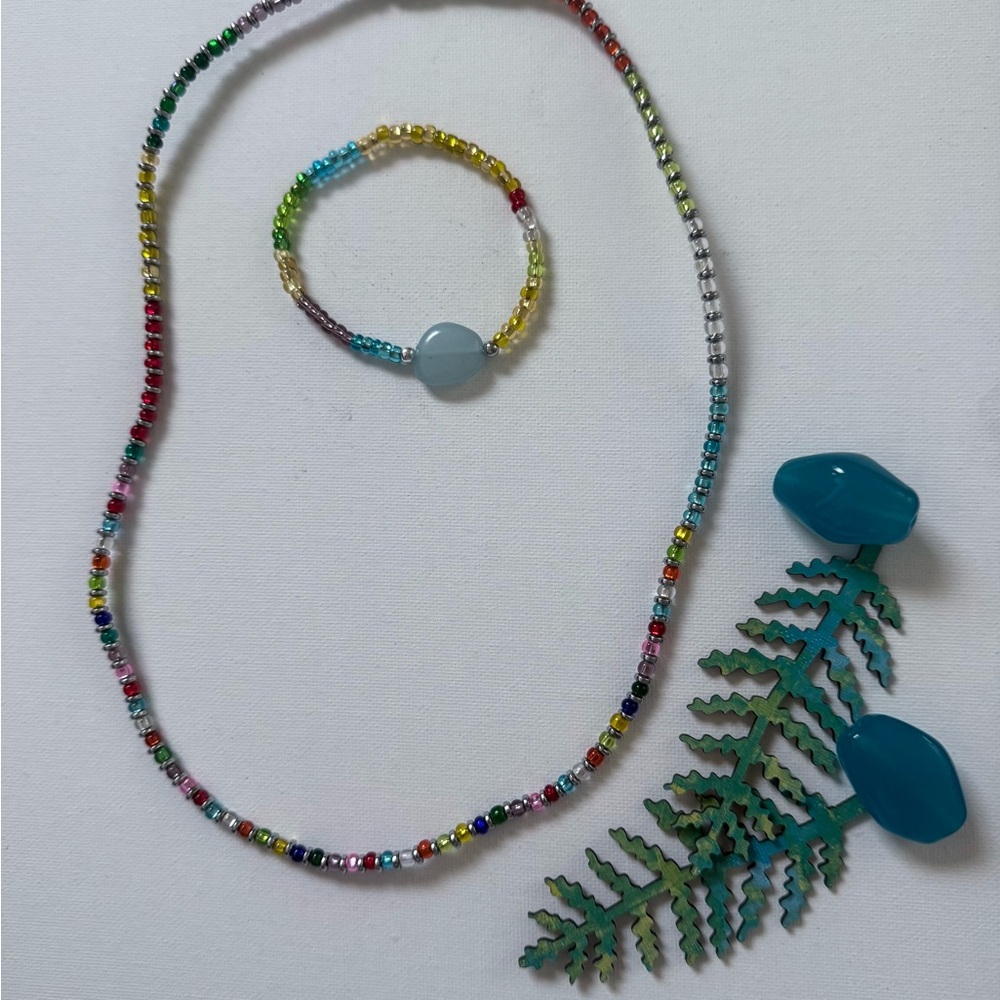 Handmade rainbow hematite necklace set Taste the rainbow-necklace & bracelet